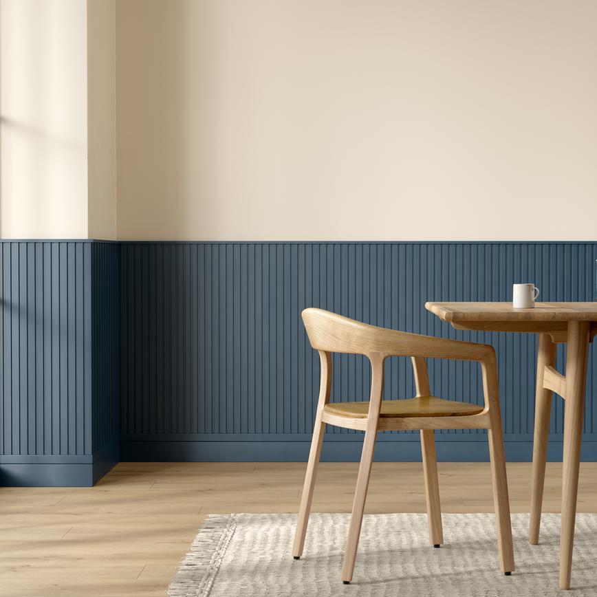 Indigo Reeded Panelling Dining Room Close Up