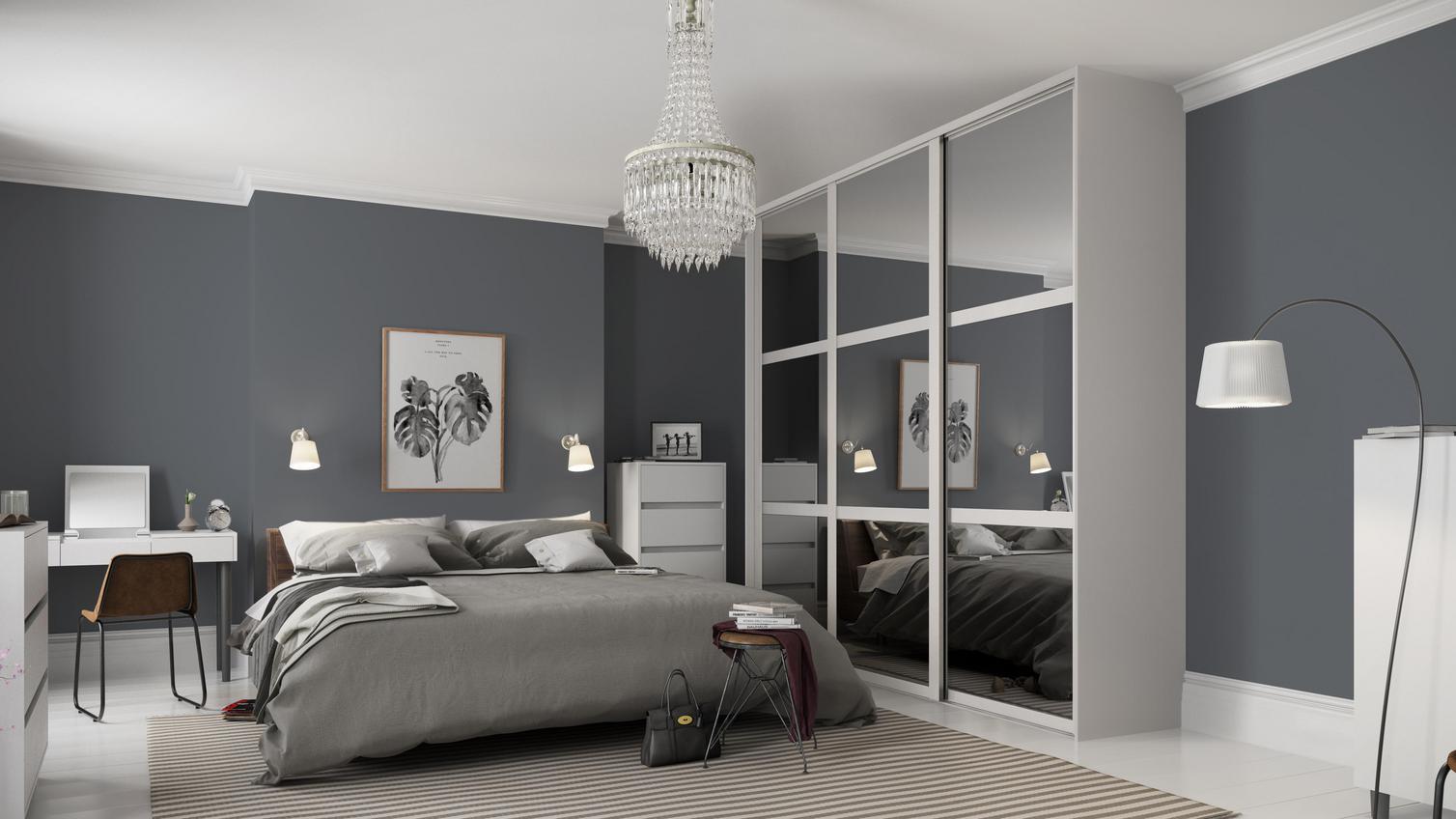 Mirrored Shaker 3 Panel Dove Grey Internal Sliding Wardrobe Door