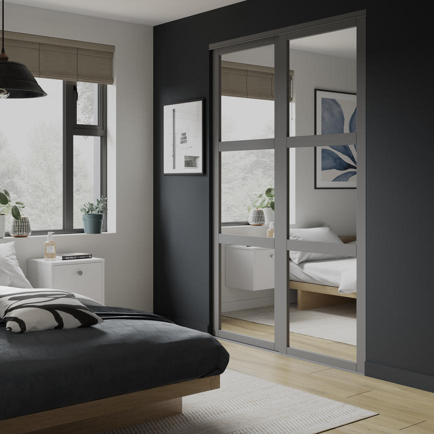 Graphite 3 Panel Shaker Grey Wardrobe Door