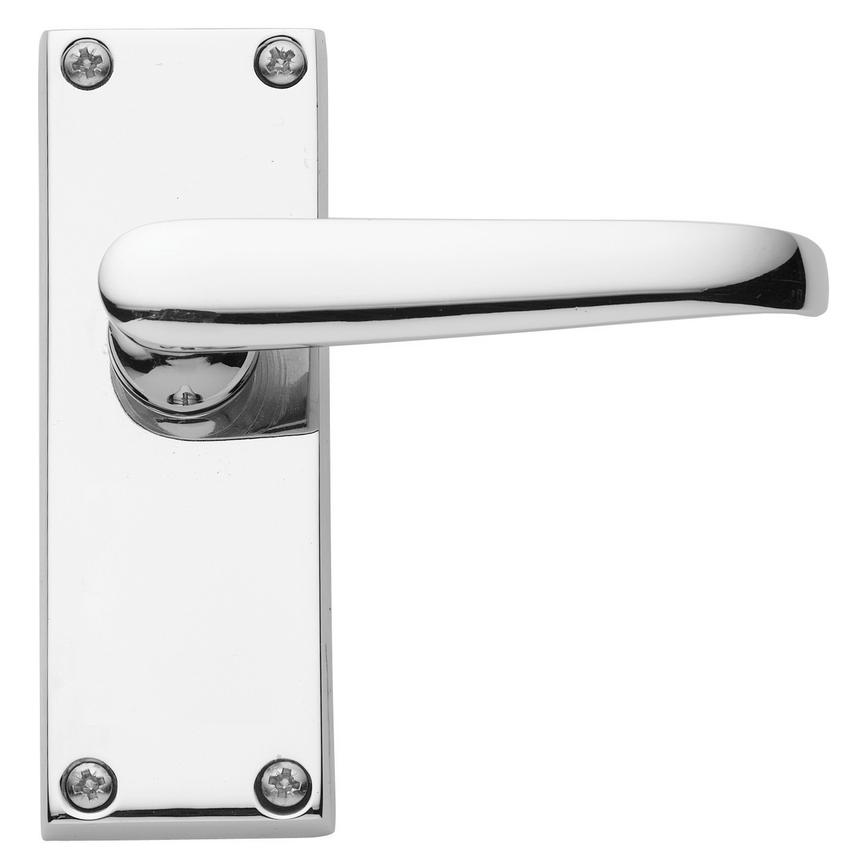 Victorian Budget Lever on Backplate Polished Chrome Door Handle