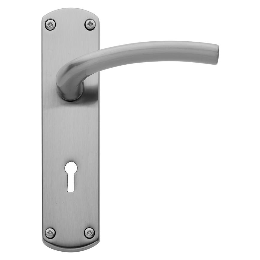 Yarwell Lever on Backplate Lock Satin Nickel Door Handle Single