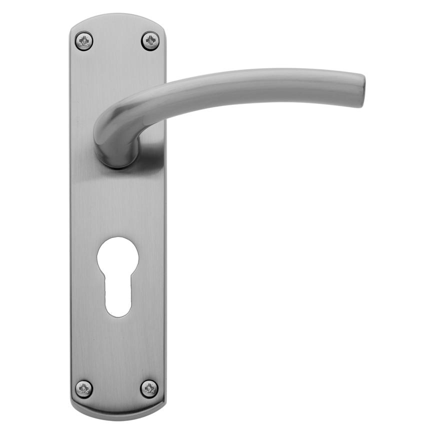 Yarwell Lever on Backplate Euro Lock Satin Nickel Door Handle Single