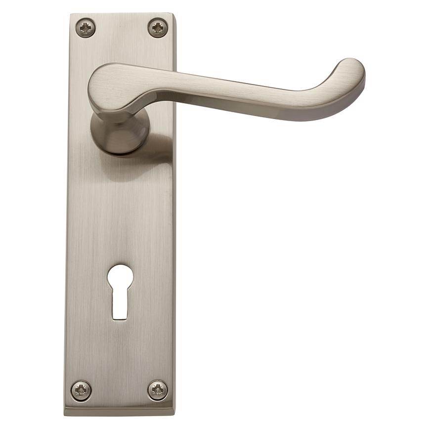 H Victorian Scroll Satin Nickel Lock Handle