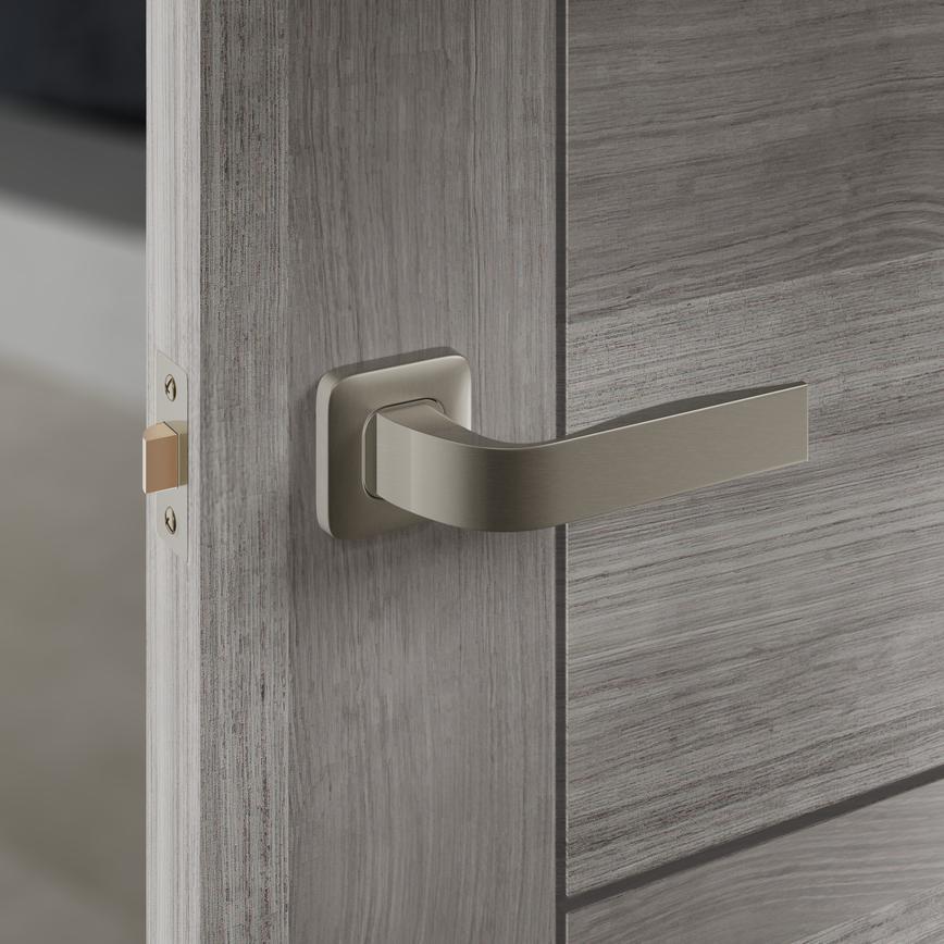 Daytona Grey Laminate 2ft0 door and Manet Satin Nickel Handle Cameo