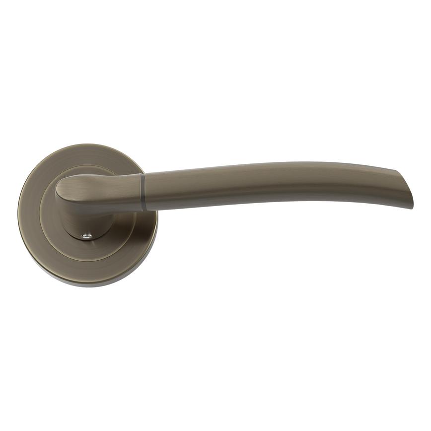 Newington Antique Brass Lever on Rose Door Handle Pair