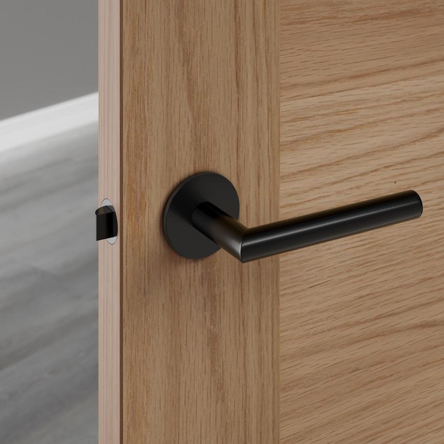 Jigtech Minim Matt Black Quick Fit Lever on Rose Door Handle Pack