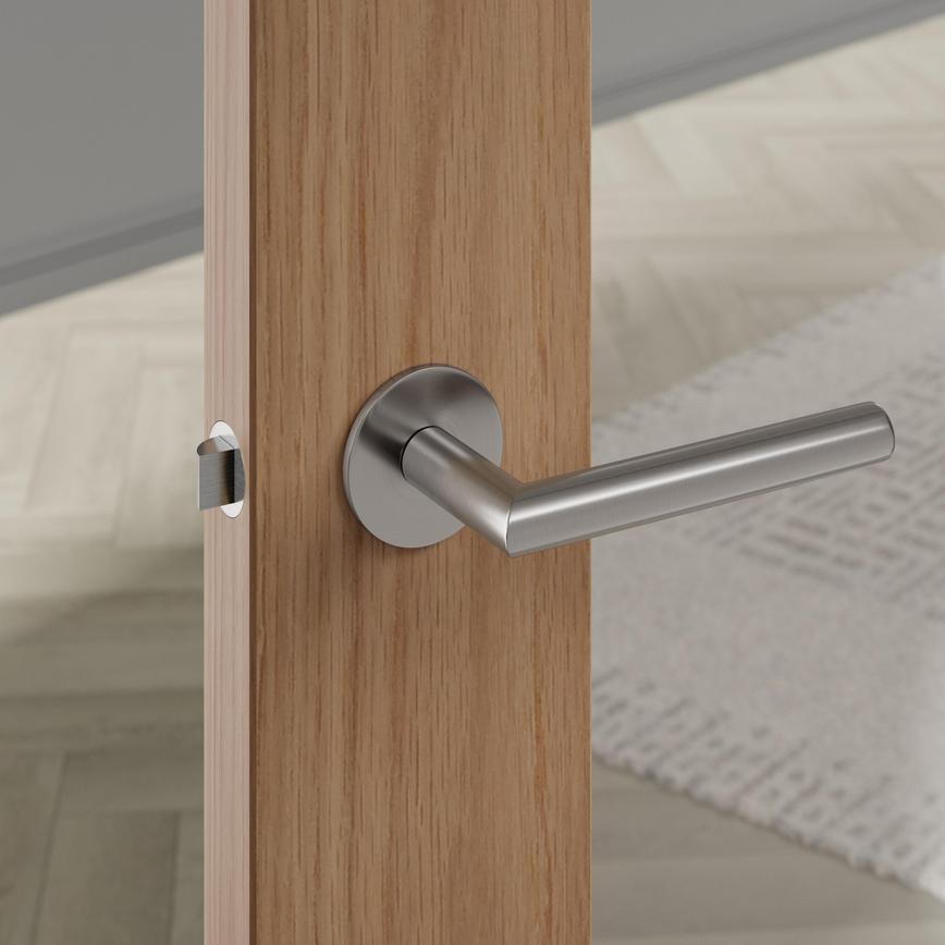 Jigtech Minim Satin Stainless Steel Quick Fit Lever on Rose Door Handle Pack