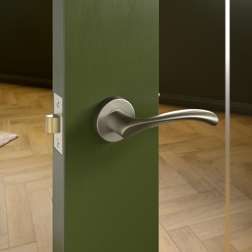 Garda Satin Nickel Lever on Rose Door Handle Pair