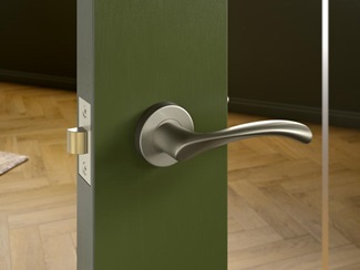 Garda Satin Nickel Lever on Rose Door Handle Pair