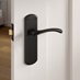 Garda Matt Black Lever on Backplate Latch Door Handle Pair