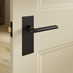 Munch Matt Black Lever on Slim Backplate Latch Door Handle Pair