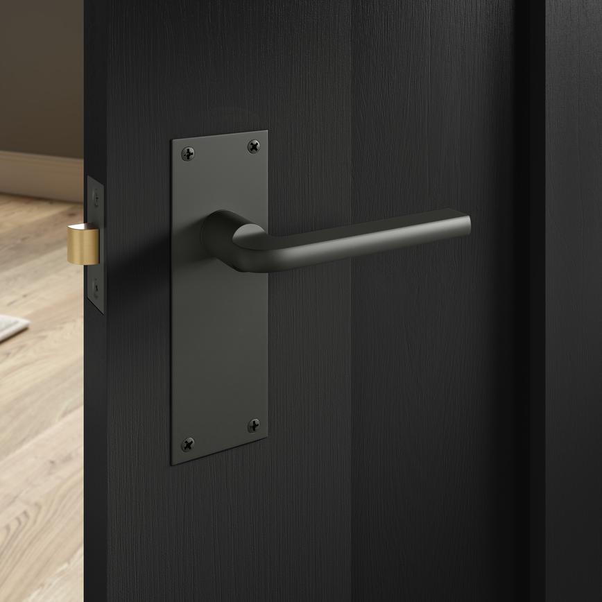 Munch Matt Anthracite Lever on Slim Backplate Latch Door Handle Pair