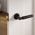 Fuller and Forge Orta Matt Black Fluted Lever on Rose Door Handle Pair