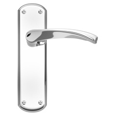 Garda Polished Chrome Lever on Backplate Latch Door Handle Pair