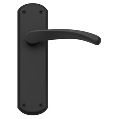 Garda Matt Black Lever on Backplate Latch Door Handle Pair