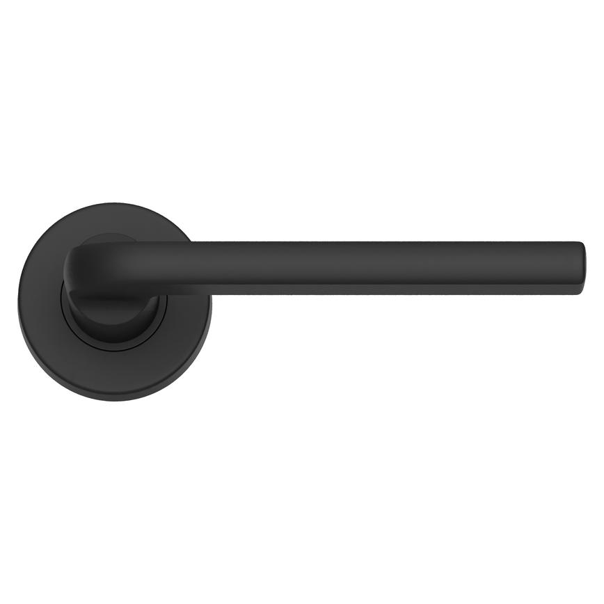 Munch Matt Black Lever on Rose Door Handle Pair