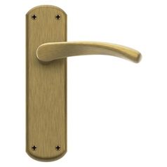 Garda Antique Brass Lever on Backplate Latch Door Handle Pair