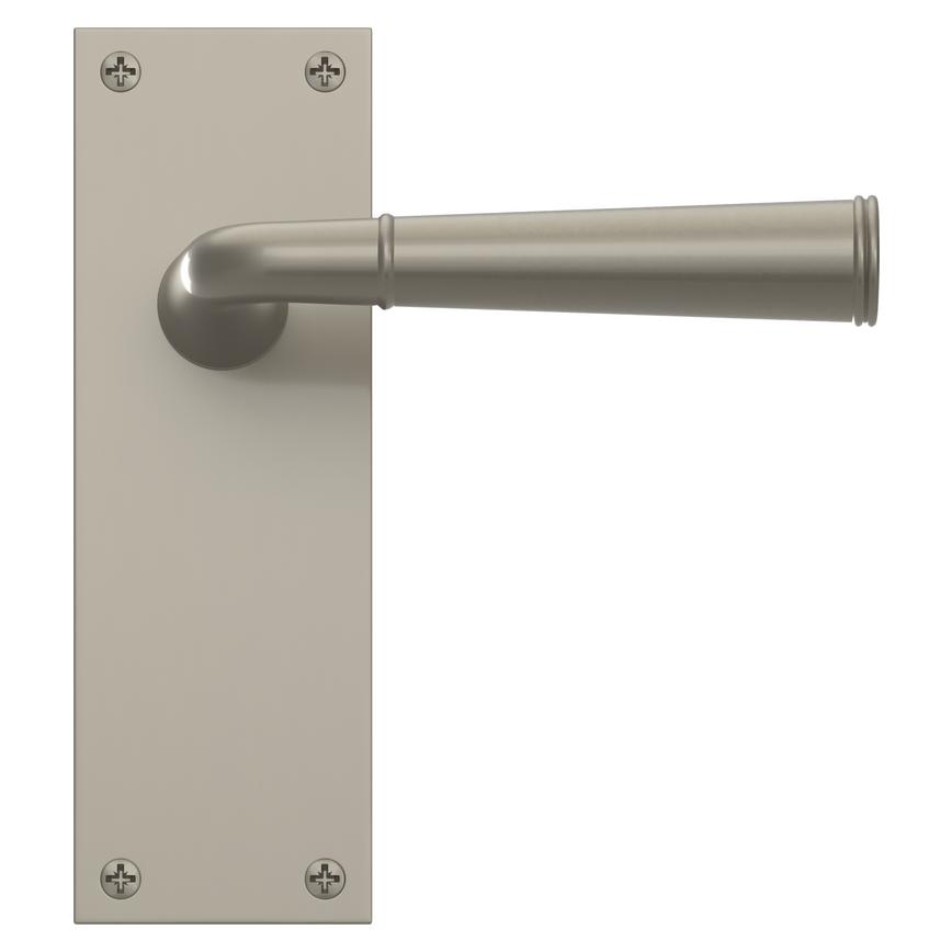 Fuller and Forge Arno Satin Nickel Lever on Backplate Latch Door Handle Pair