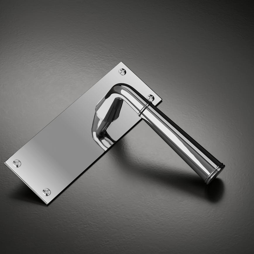 Fuller and Forge Arno Polished Chrome Lever on Backplate Latch Door Handle Pair