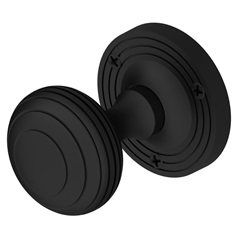 Beehive Matt Black 62mm Ringed Round Mortice Knob on Rose Pair