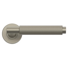 Iseo Satin Nickel Knurled Lever on Rose Door Handle Pair