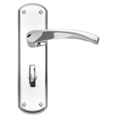 Garda Polished Chrome Lever on Backplate Bathroom Door Handle Pair