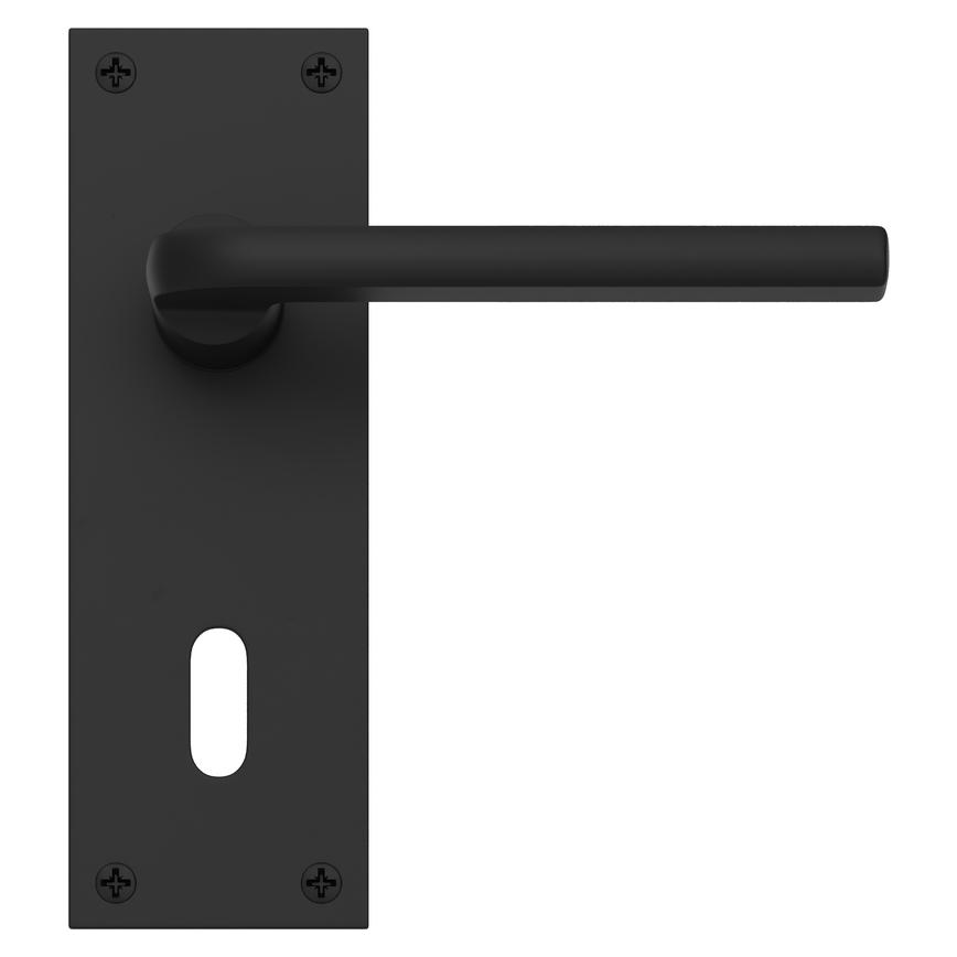 Munch Matt Black Lever on Slim Backplate Lock Door Handle Pair