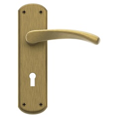 Garda Antique Brass Lever on Backplate Lock Door Handle Pair