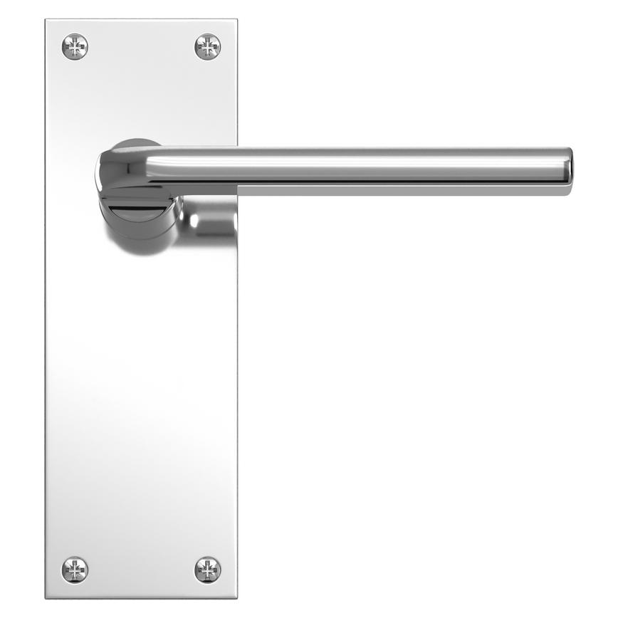 Munch Polished Chrome Lever on Slim Backplate Latch Door Handle Pair