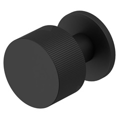 Fuller and Forge Orta Matt Black 50mm Fluted Round Mortice Knob on Slim Rose Pair