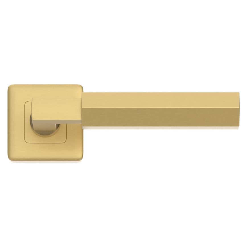 Fuller and Forge Tanaro Satin Brass Hexagonal Lever on Rose Door Handle Pair