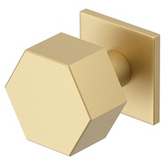Fuller and Forge Tanaro Satin Brass 58mm Hexagonal Mortice Knob on Slim Rose Pair