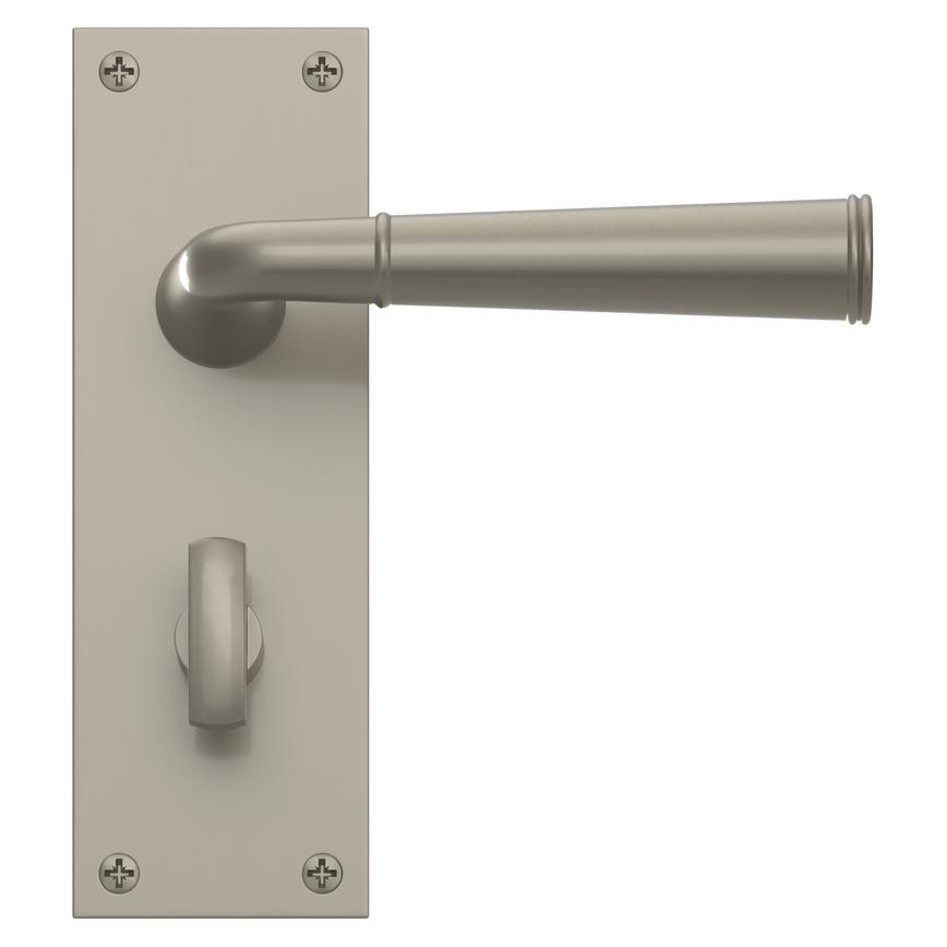Fuller and Forge Arno Satin Nickel Lever on Backplate Bathroom Door Handle Pair