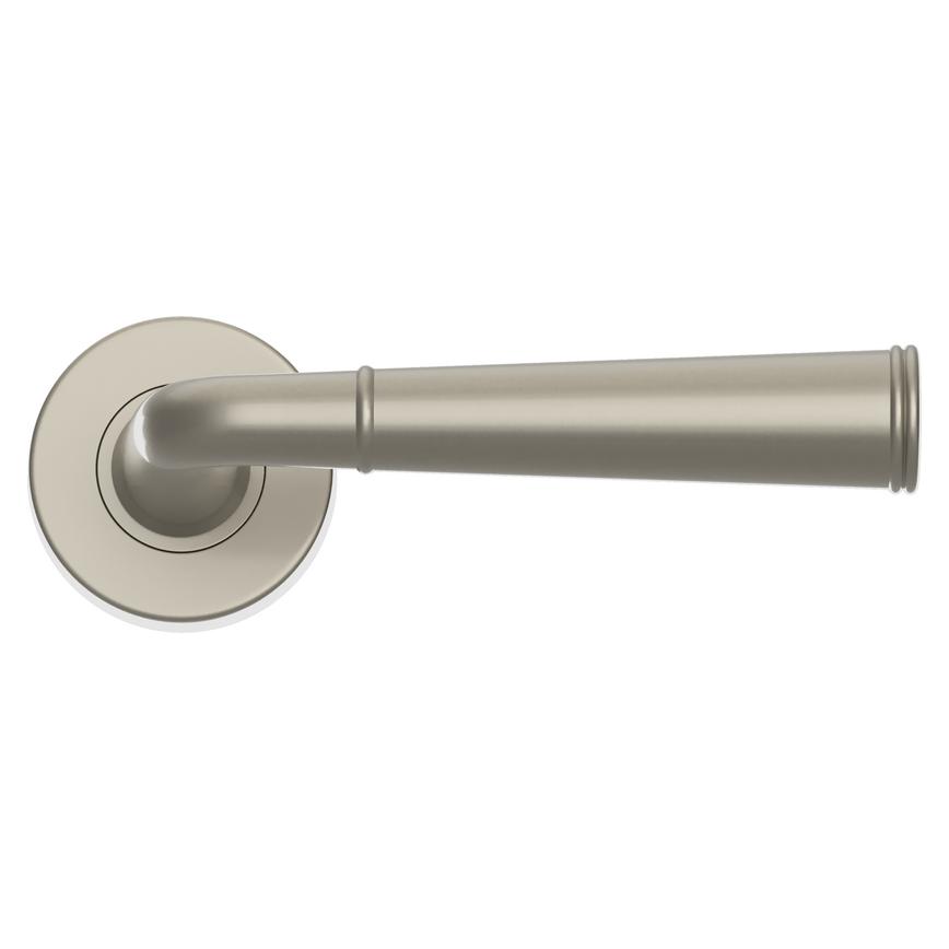 Fuller and Forge Arno Satin Nickel Lever on Rose Door Handle Pair