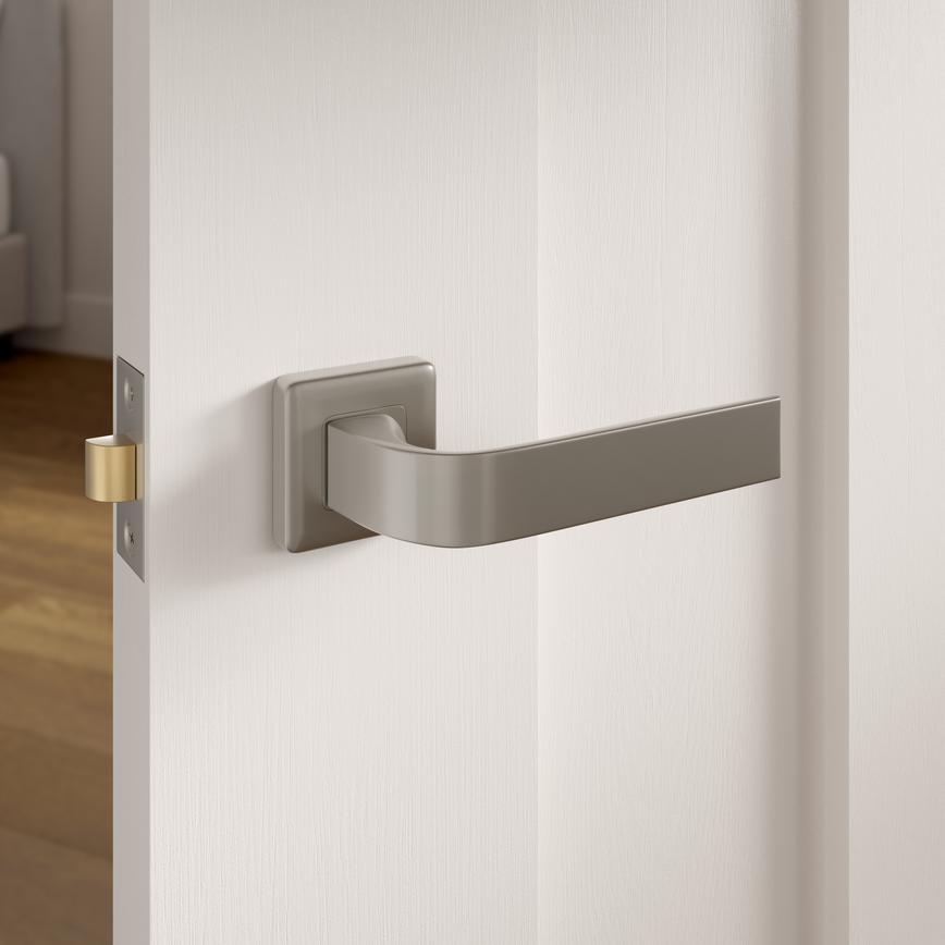Manet Satin Nickel Lever on Rose Door Handle Pair