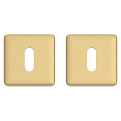 Satin Brass 50mm Square Standard Escutcheon Pair