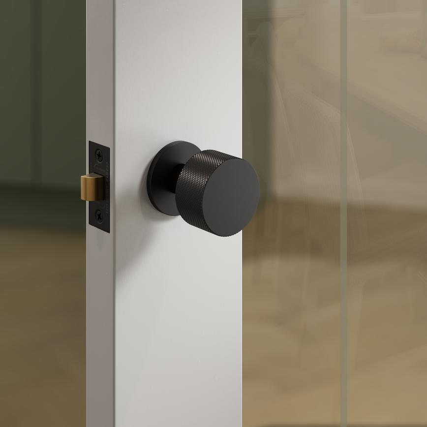 Iseo Knurled Knob On Slim Rose Matt Black Situational