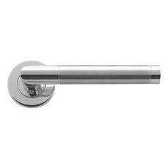 Lecco Dual-Tone Stainless Steel Fire Rated Mitred Lever on Rose Door Handle Pair