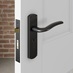 Yarwell Matt Black Lever on Backplate Euro Lock Door Handle Pair
