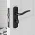 Yarwell Matt Black Lever on Backplate Bathroom Door Handle Pair