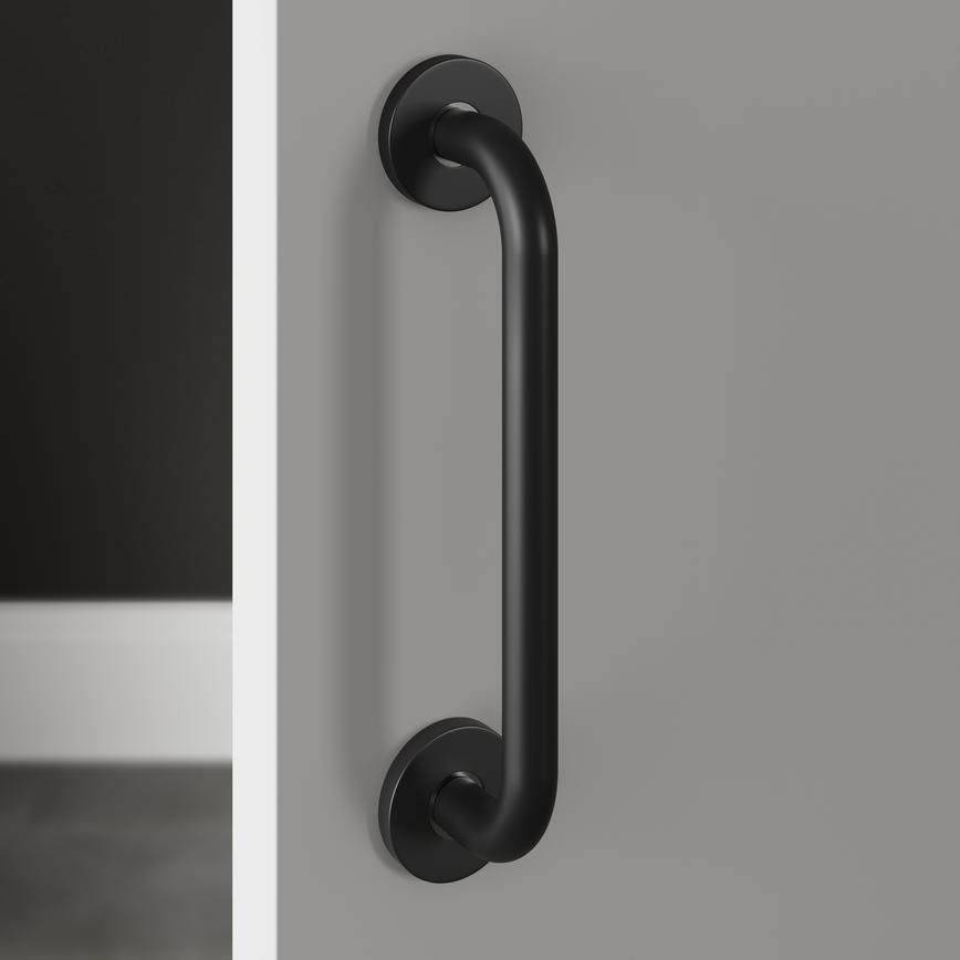 Matt Black 225mm Concealed Fix Fire Rated D Pull Handle Single