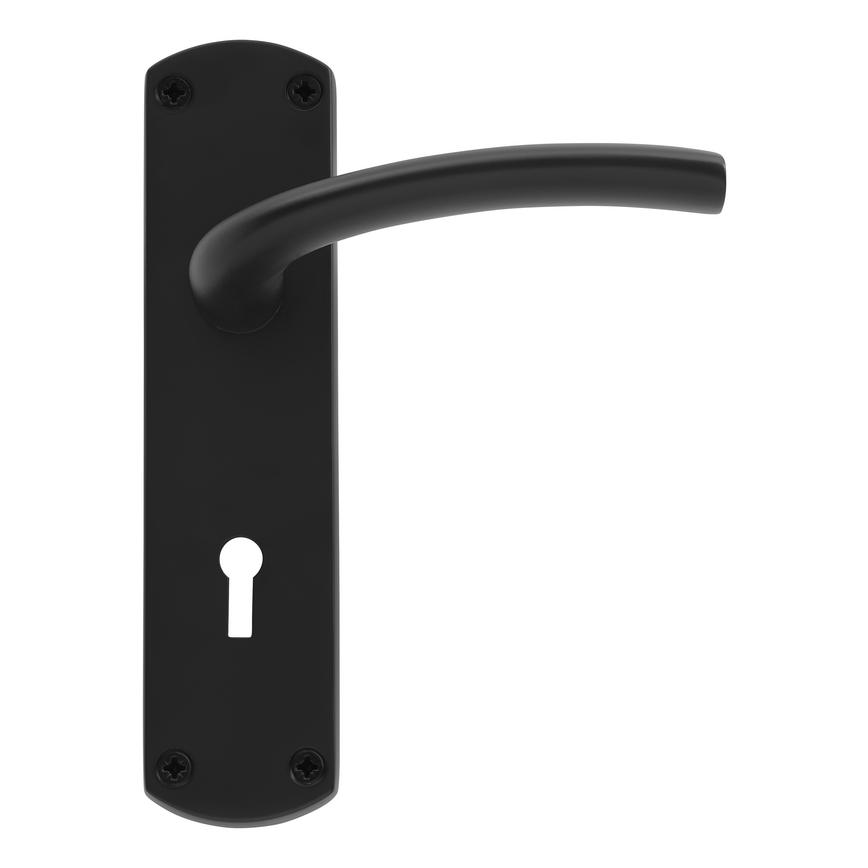 Yarwell Matt Black Lever on Backplate Lock Door Handle Pair