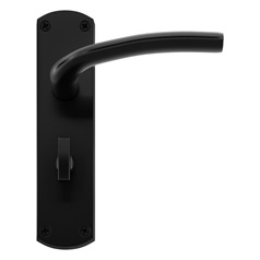 Yarwell Matt Black Lever on Backplate Bathroom Door Handle Pair