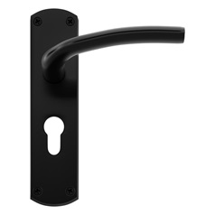 Yarwell Matt Black Lever on Backplate Euro Lock Door Handle Pair