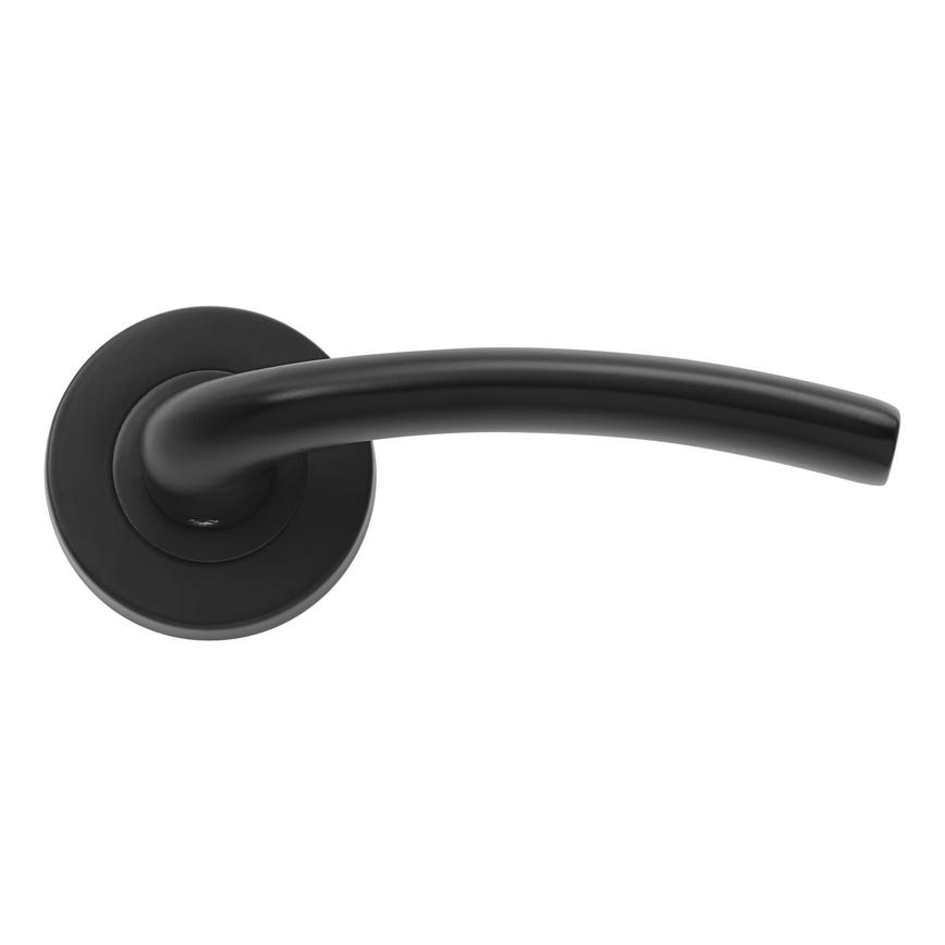 Yarwell Matt Black Lever on Rose Door Handle Pair