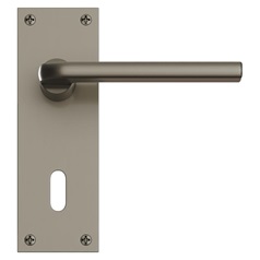 Fuller and Forge Munch Satin Nickel Lever on Slim Backplate Bathroom Door Handle Pair