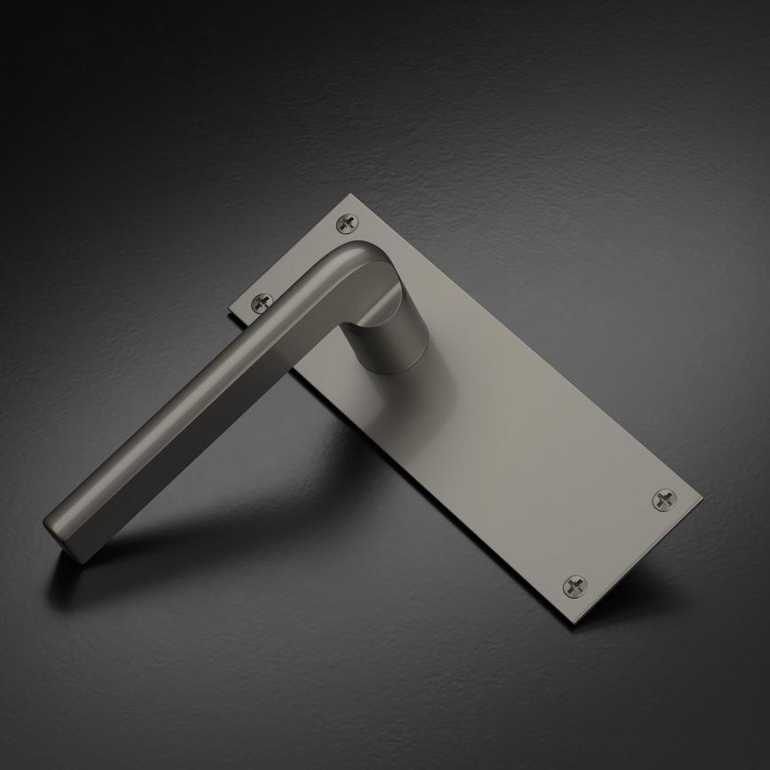 Fuller and Forge Munch Satin Nickel Lever on Slim Backplate Latch Door Handle Pair