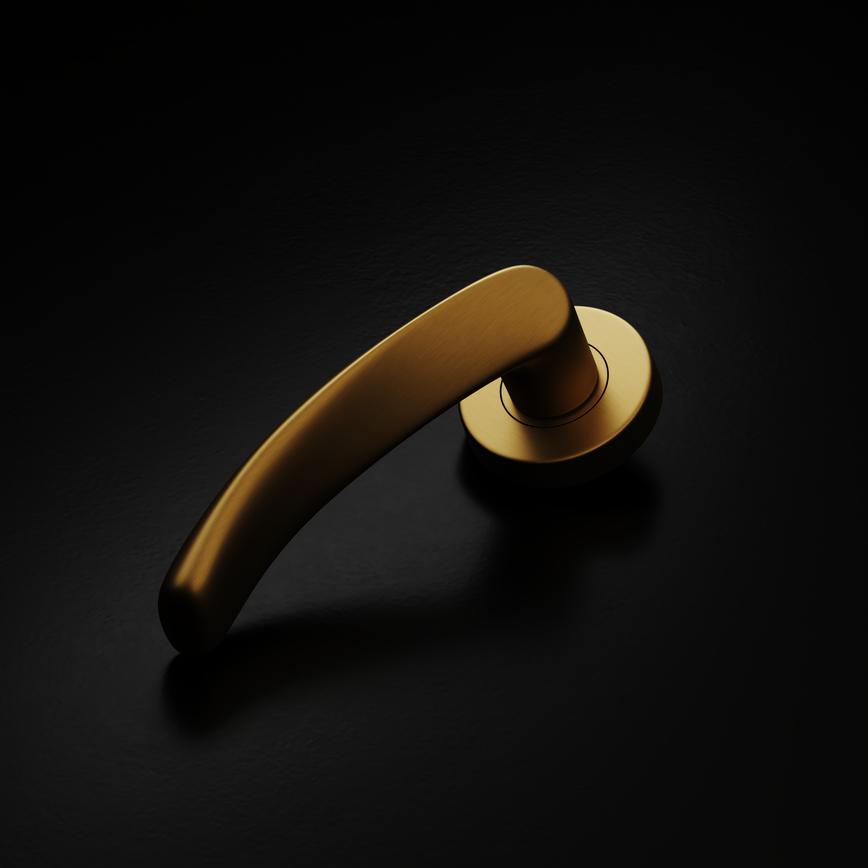 Fuller and Forge Garda Satin Brass Lever on Rose Door Handle Pair