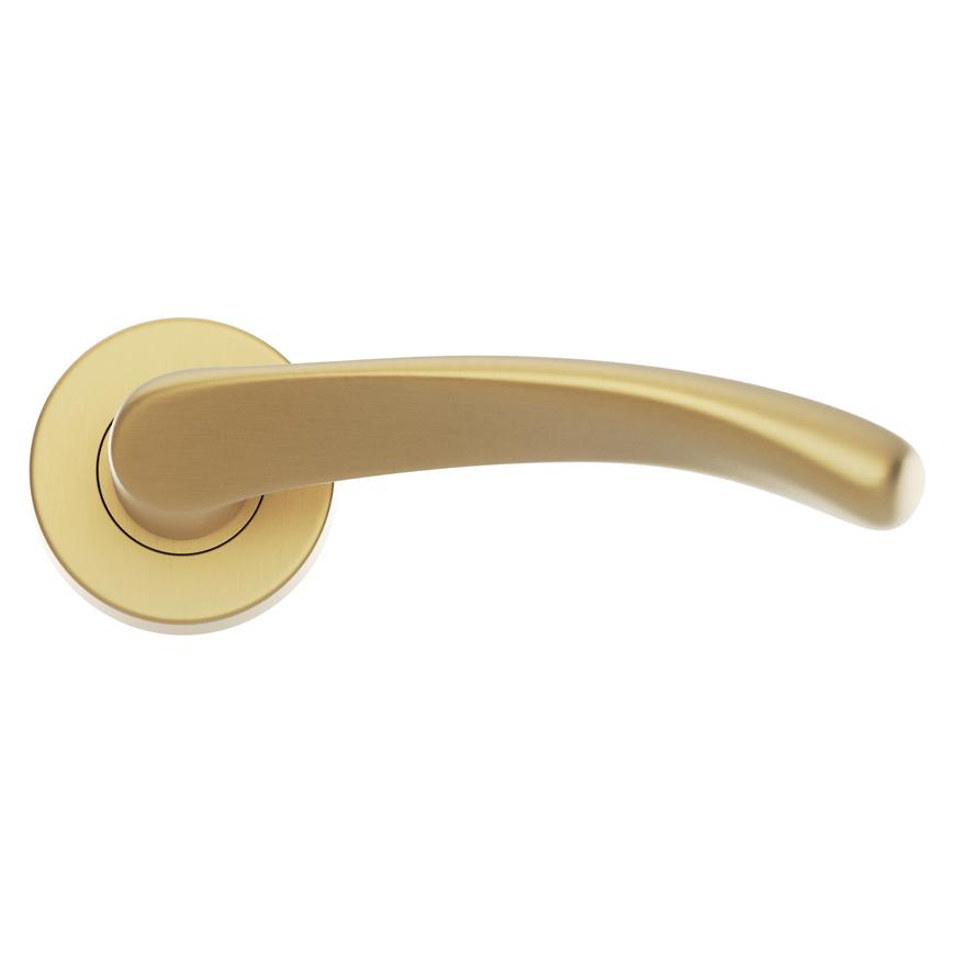 Fuller and Forge Garda Satin Brass Lever on Rose Door Handle Pair