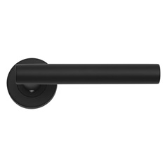 Lecco Matt Black Fire Rated Lever on Rose Door Handle Pair
